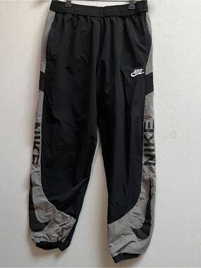 Nike Black and Gray Colorblock Windbreaker Track Pants Sz M